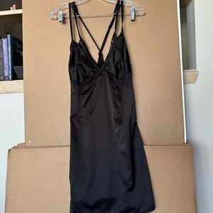 Vintage Black Silk Slip Mini Dress